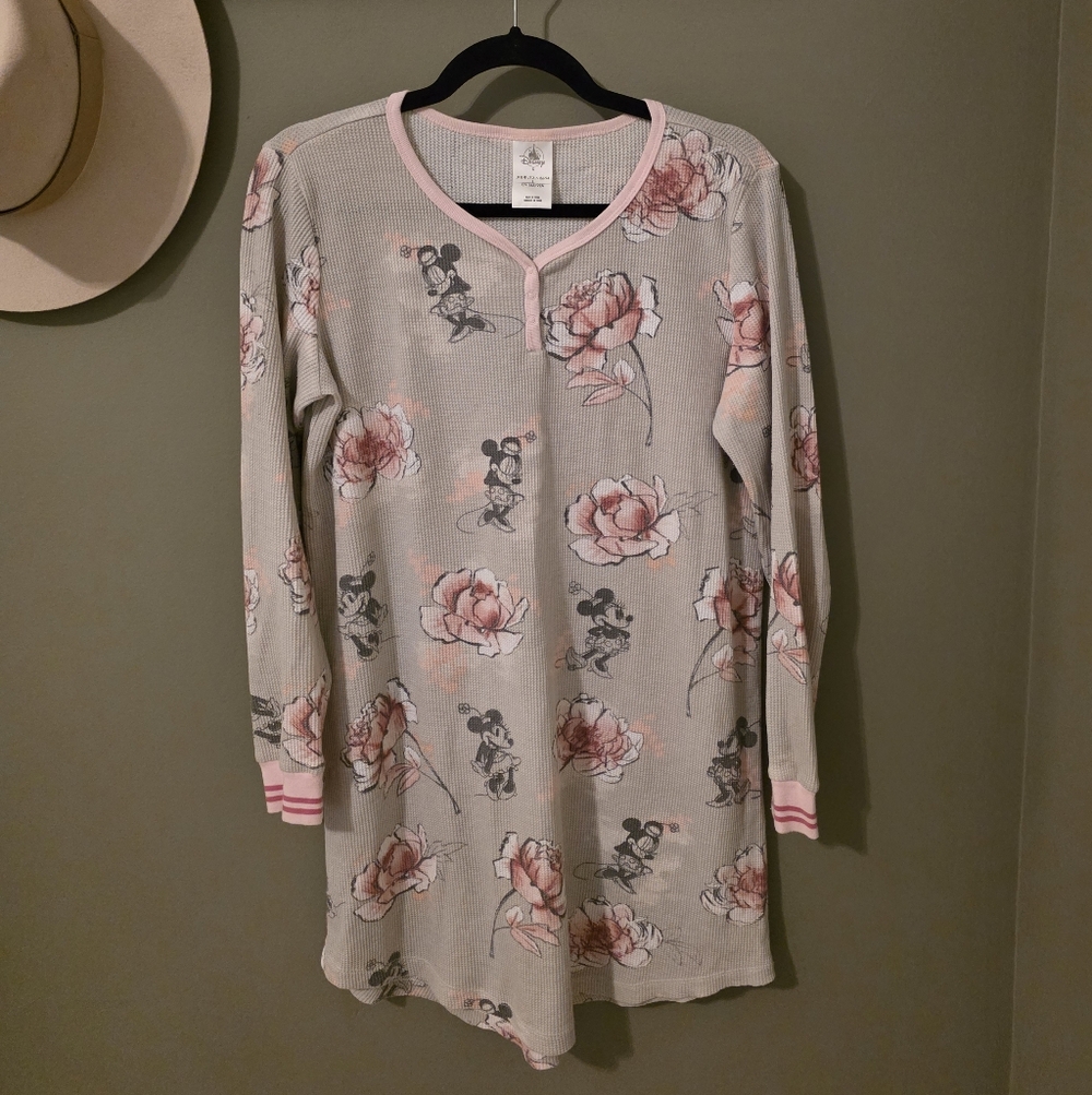 Disney Minnie Mouse Floral Nightgown Sleep Dress – Soft Lounge Pajamas – Size Sm